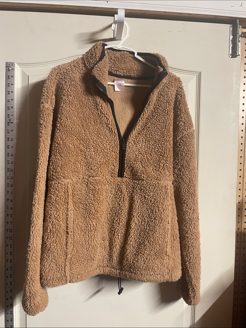 Half-Zip Teddy Pullover Turtleneck Sweater - Brown